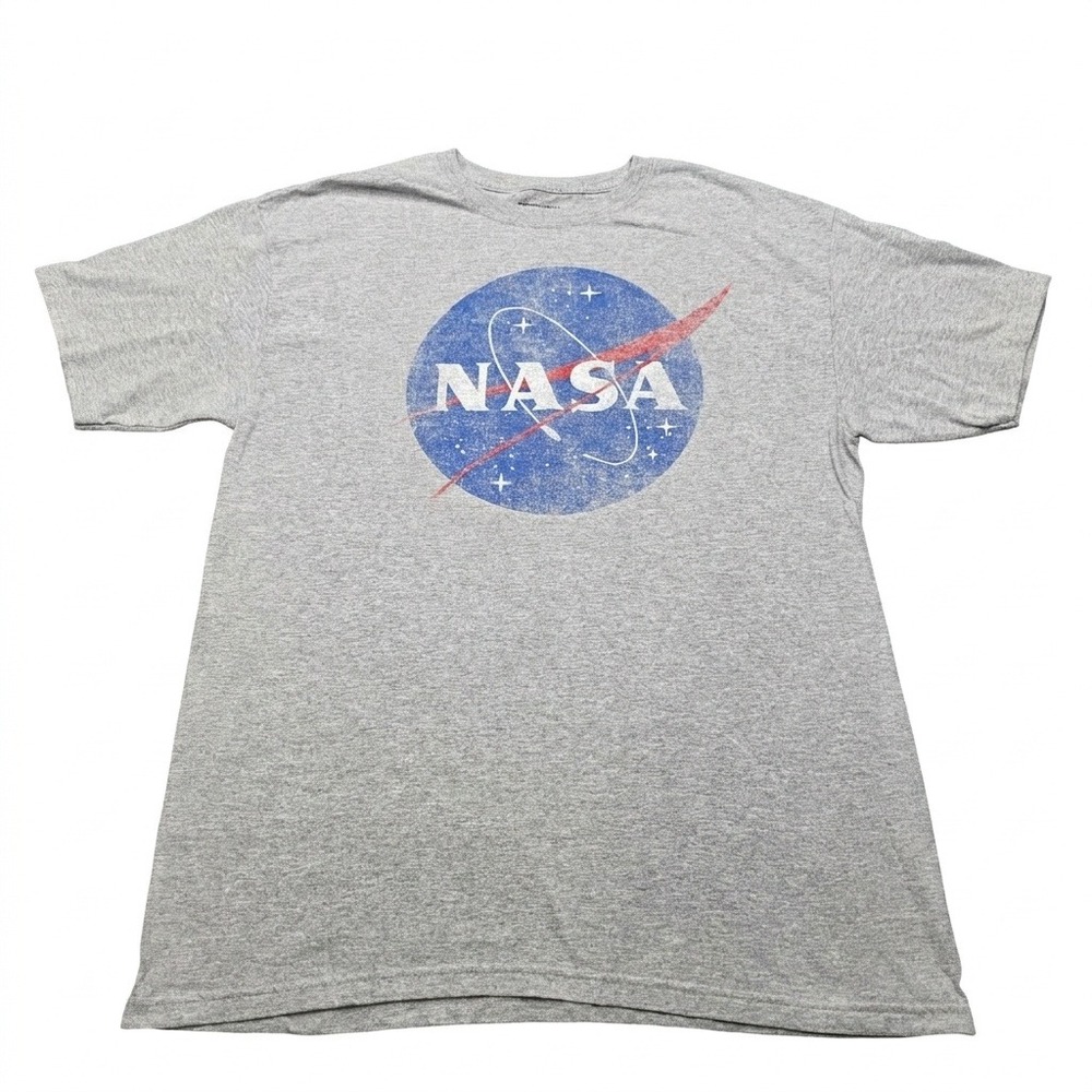 NASA Graphic T-Shirt Mens Large Heather Gray Short Sleeve H3 Sportgear Space Tee